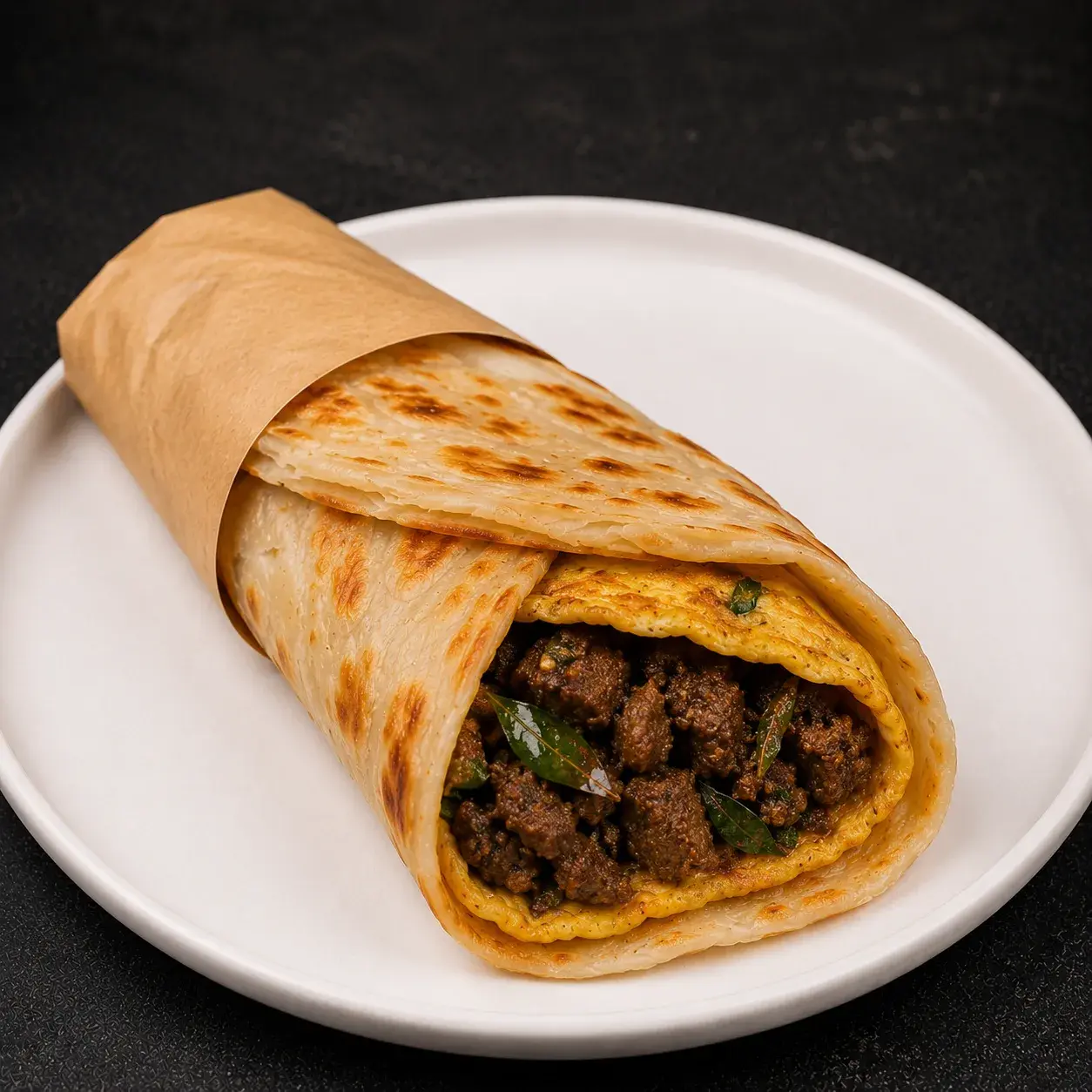 Masala Omelette & Beef Fry Wrap